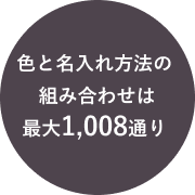 色と名入れ方法の組み合わせは最大1,008通り